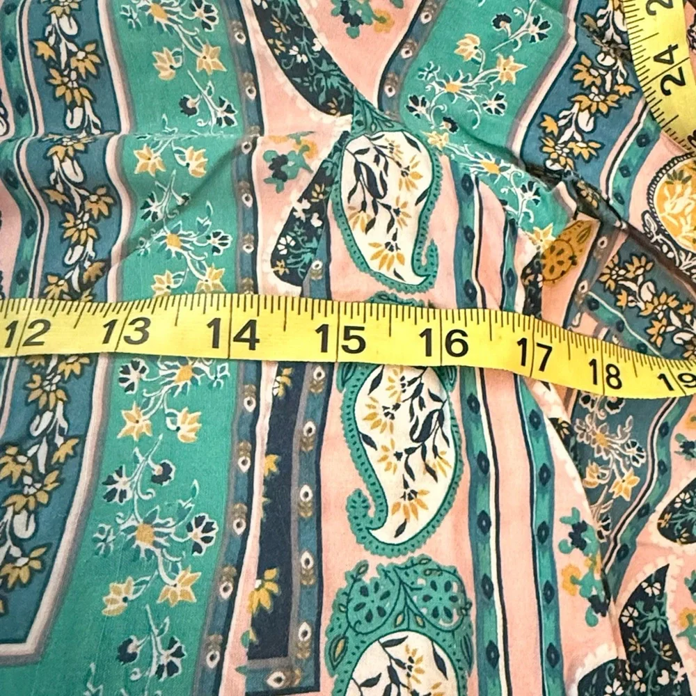 Umgee Boho Dress Size Small Bell Sleeve Paisley PocketsTassel Tie Back Beach - Picture 11 of 15